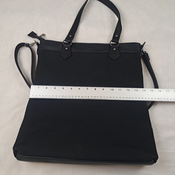 Dolls Kill Widow Shadow Bloom Floral Embroidered Cross-Stitch Black Tote Bag - Picture 9 of 12